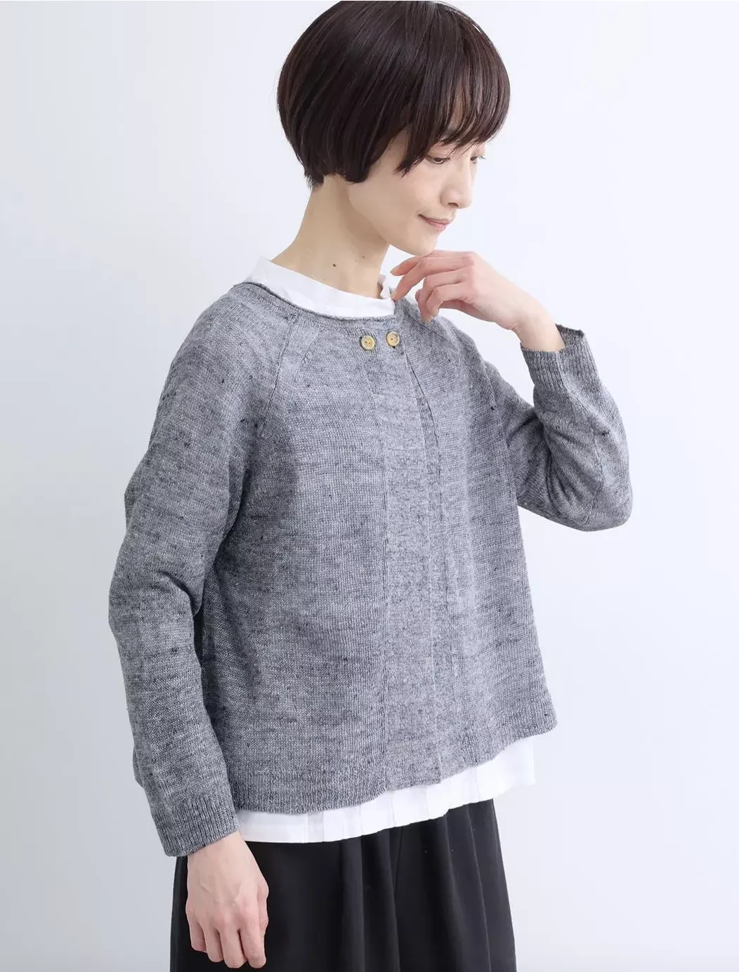 亞麻雙面穿開襟針織衫
