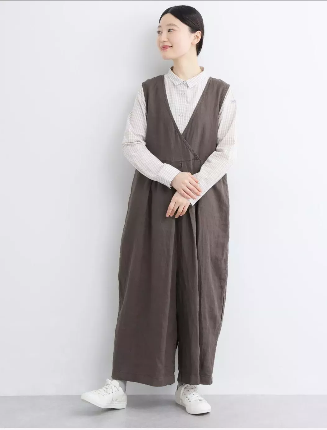 亞麻雙面穿連身褲