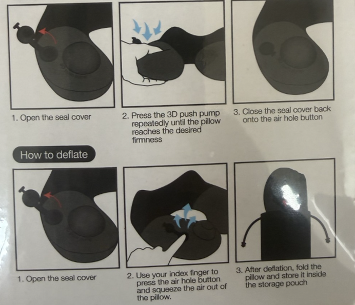 Travelmall 手動旅行充氣枕-藍