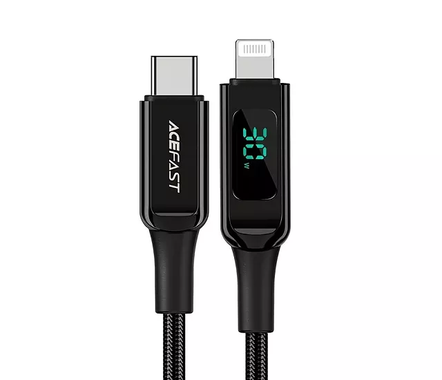 量批∥ACEFAST｜MFI 鋅合金數顯編織PD充電數據線｜1.2m