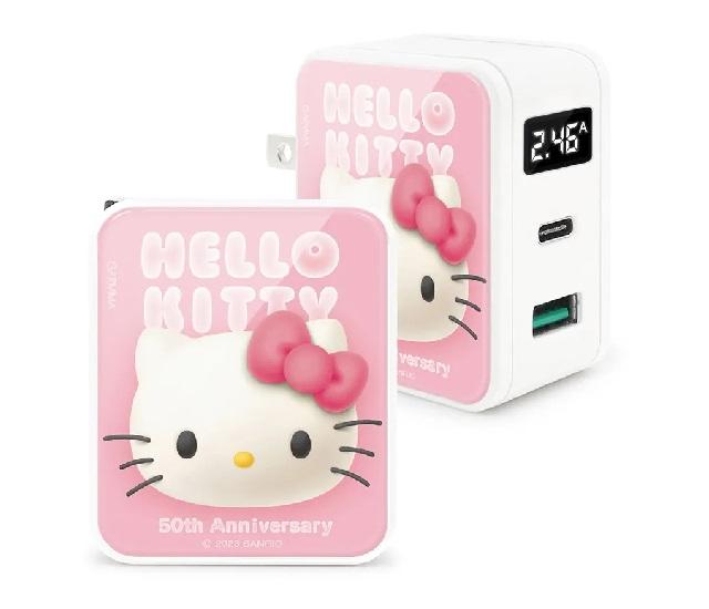 SANRIO｜Hello Kitty 20W PD數顯快充雙孔充電器 1A1C 50週年