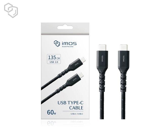 量批∥imos｜USB-C to USB-C 60W USB 2.0 高強度充電線1.35M