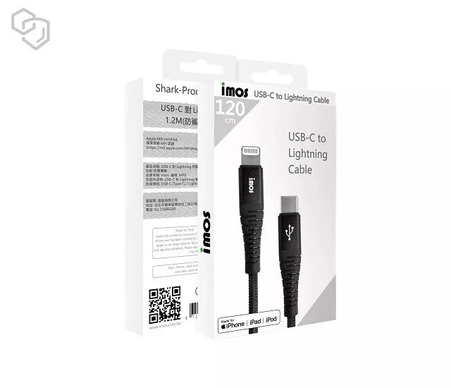 量批∥imos｜USB-C to Lightning 閃電連接線1.2M(防鯊網編織)