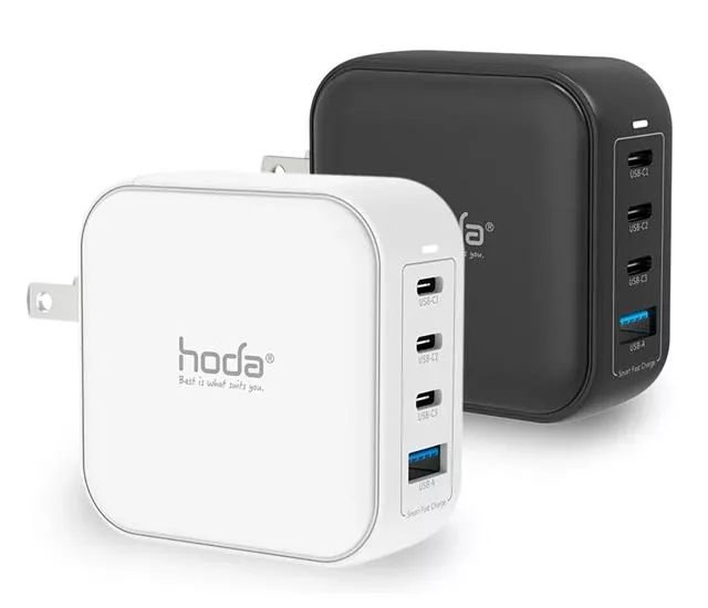 量批∥HODA｜100W GAN 四孔充電器(附100W C-C 1米線)