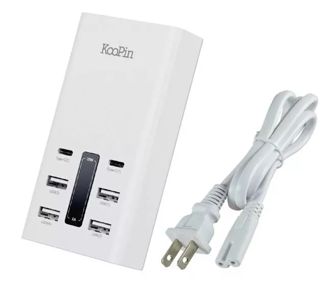 量批∥KooPin｜30W智慧分流六孔4A2C快速充電器【台灣製造】