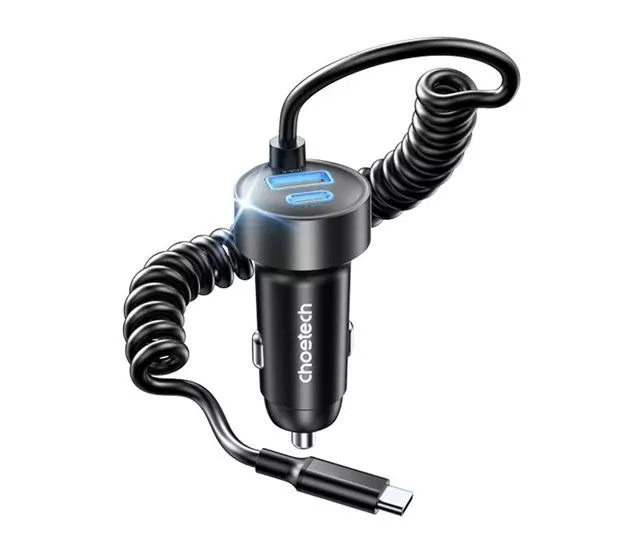 量批∥Choetech｜65W 自帶Type-C線車用快充充電器 TC0030