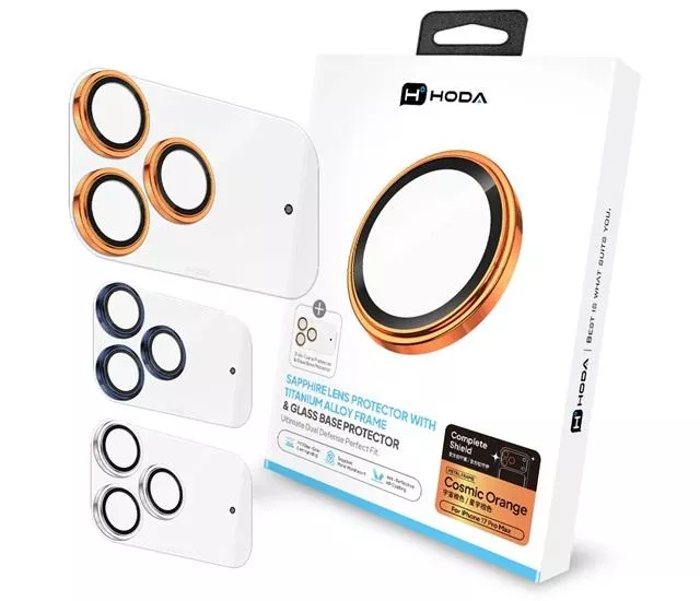 HODA｜藍寶石鏡頭貼+玻璃底座貼 iPhone 17Pro / 17ProMax