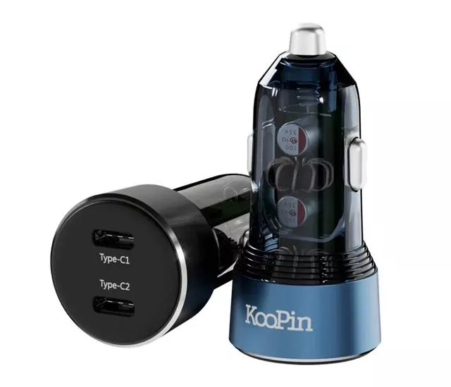 KooPin｜CA-006 65W雙Type-C鋁合金快充車用充電器【台灣製造】