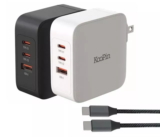 量批∥KooPin｜GAN13-100W 氮化鎵三孔 PD+QC三孔充電器組