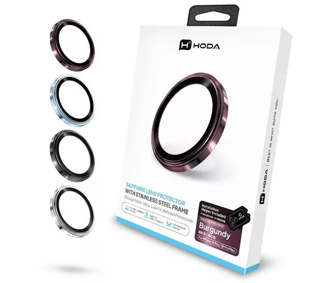 HODA｜藍寶石不鏽鋼鏡頭保護貼 iPhone 18Pro / 18ProMax (3顆/組)