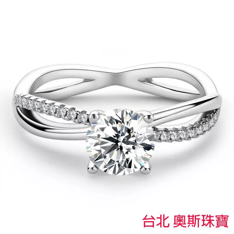 莫桑石 莫桑鑽 1克拉雙環女鑽戒 台北門市 客製化訂製白金