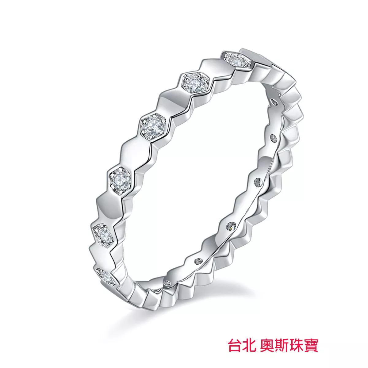 莫桑石 莫桑鑽 菱形女線戒 台北門市 客製化訂製白金