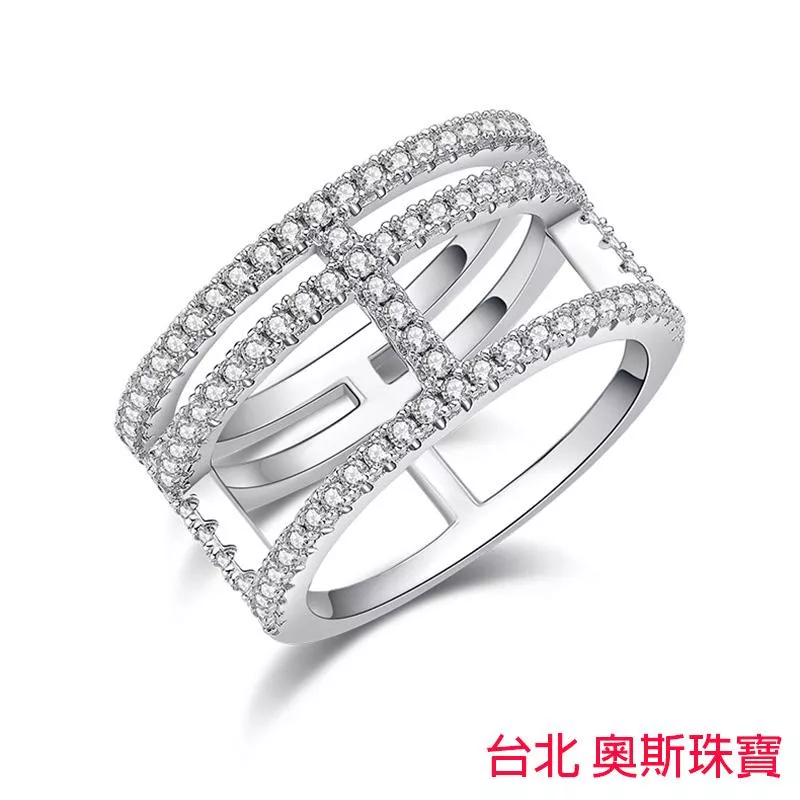 莫桑石 莫桑鑽 3排女線戒 台北門市 客製化訂製白金
