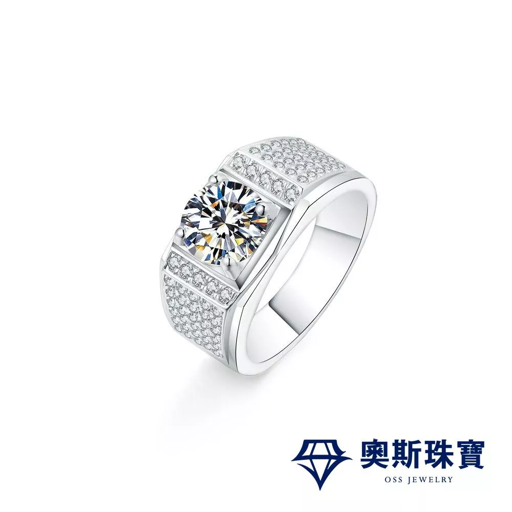 莫桑石 莫桑鑽 1-3克拉豪華男鑽戒 台北門市 客製化訂製白金 MSMR-1