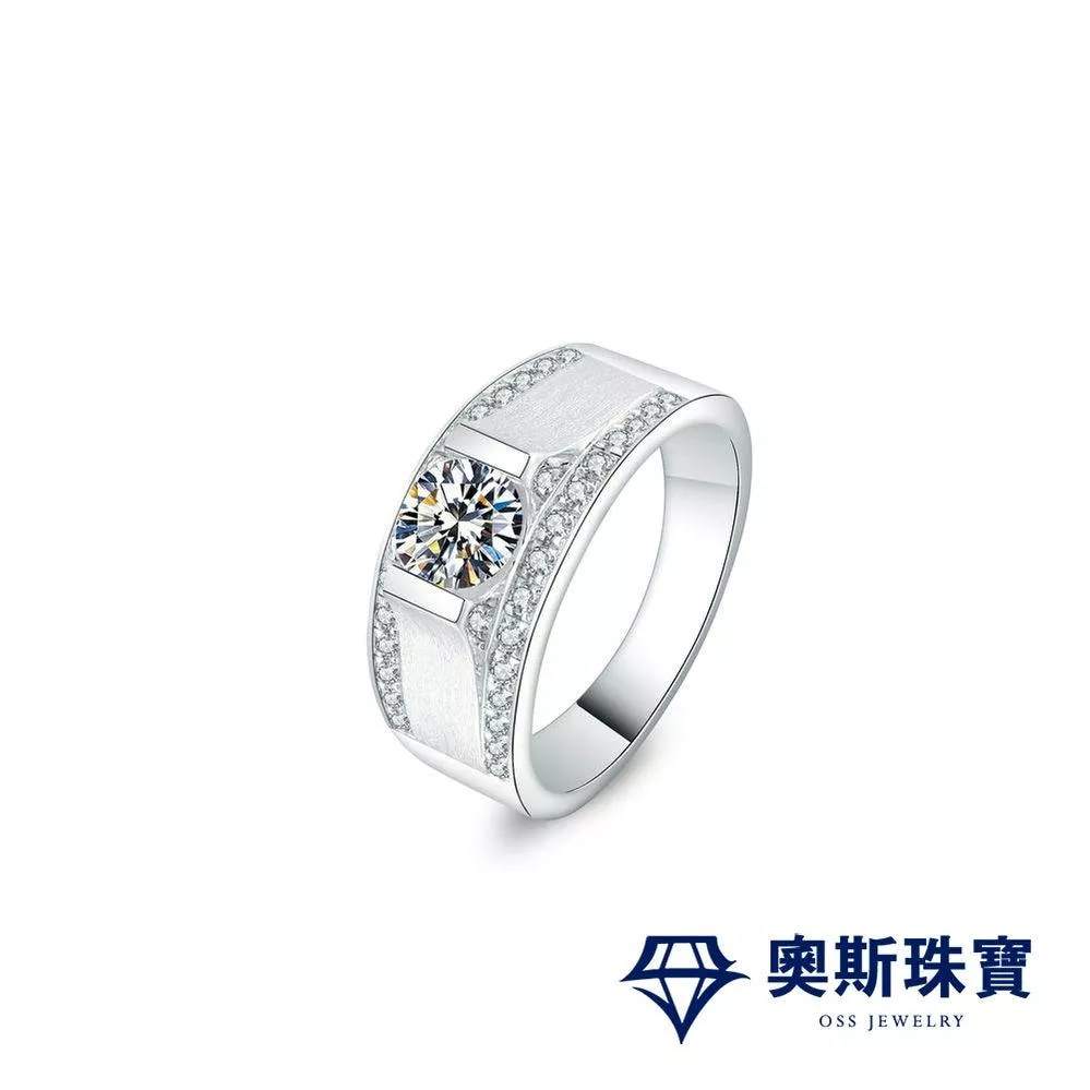 莫桑石 莫桑鑽 1-2克拉拉絲男鑽戒 台北門市 客製化訂製白金