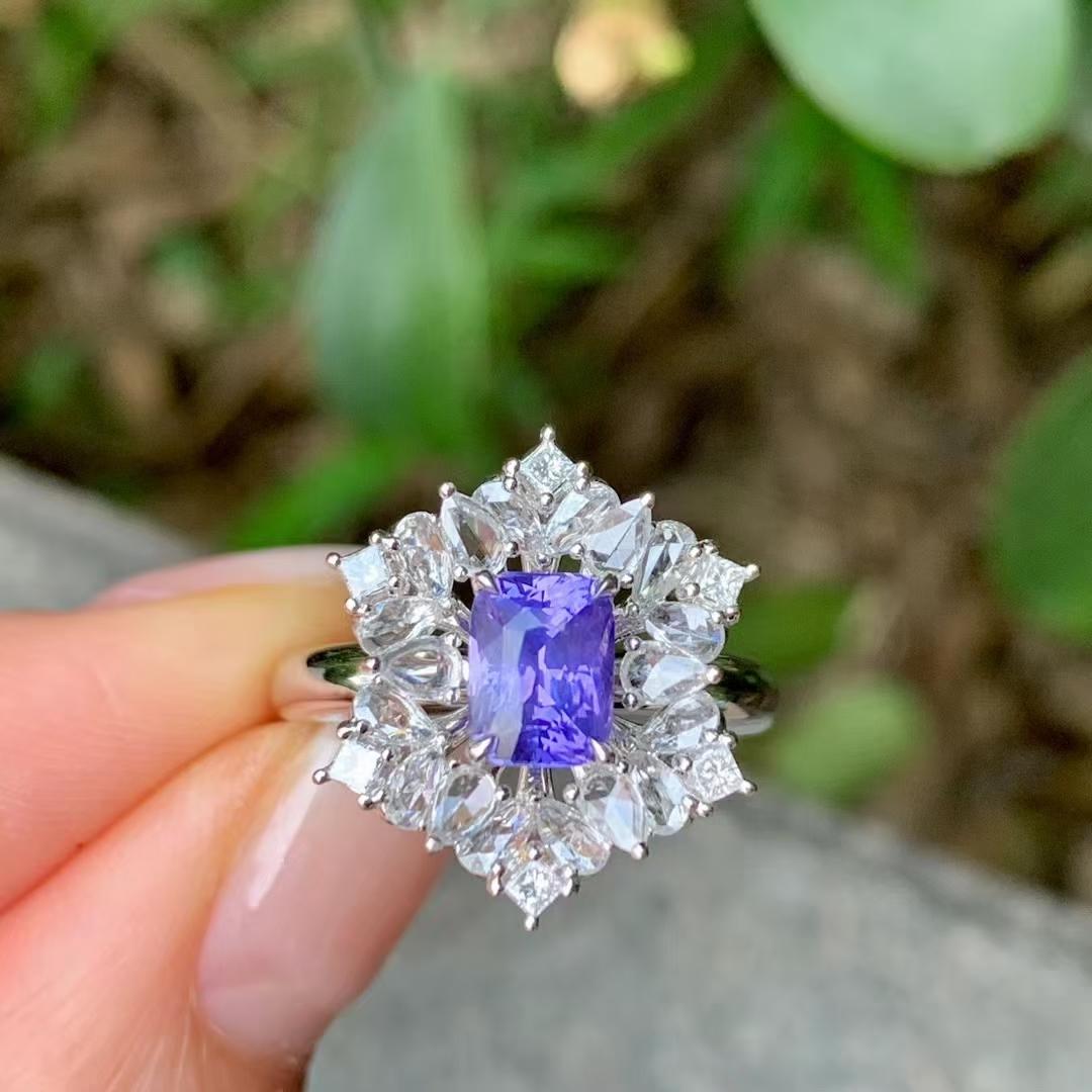 台北奧斯珠寶  1.31ct 無燒紫藍寶石雙用款