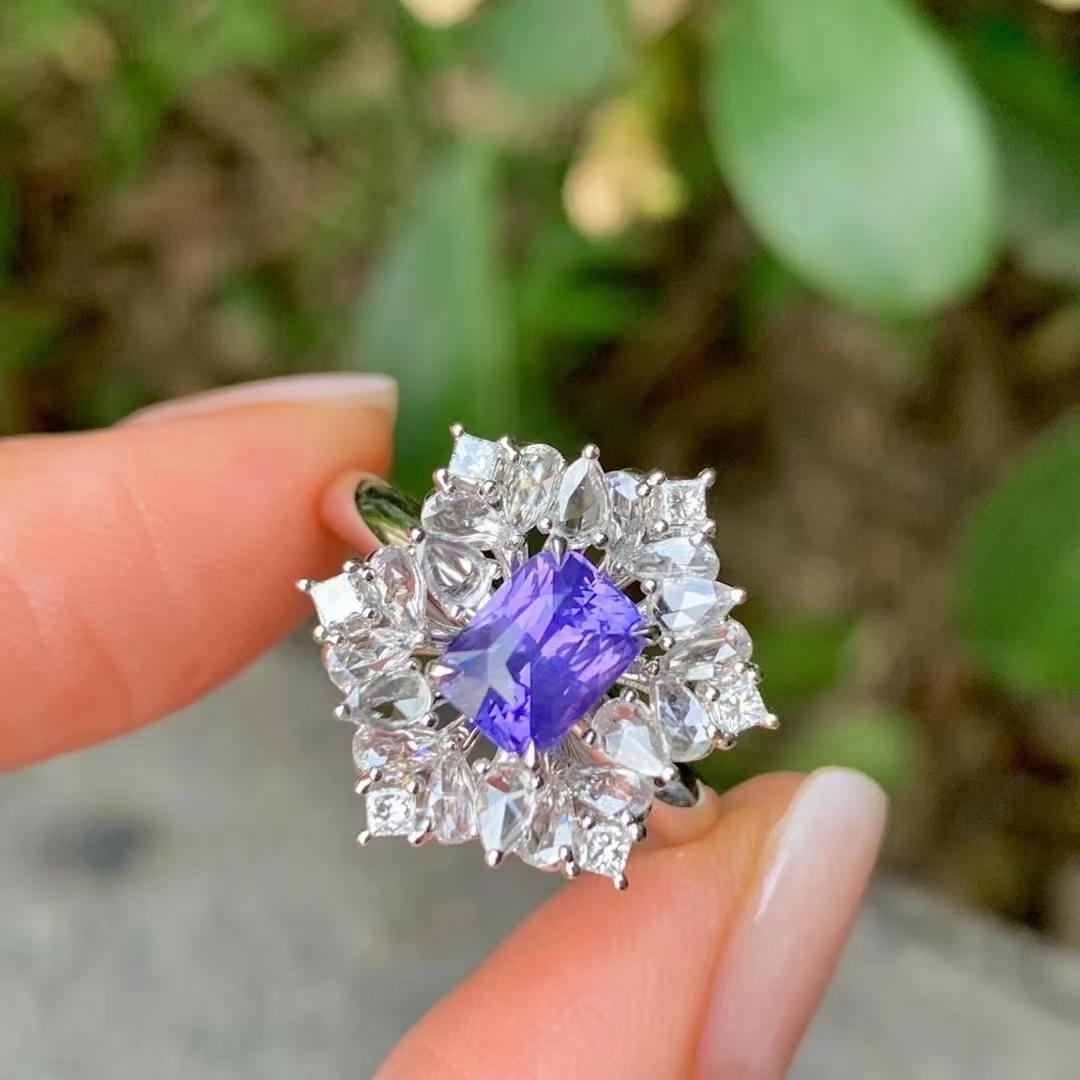 台北奧斯珠寶  1.31ct 無燒紫藍寶石雙用款