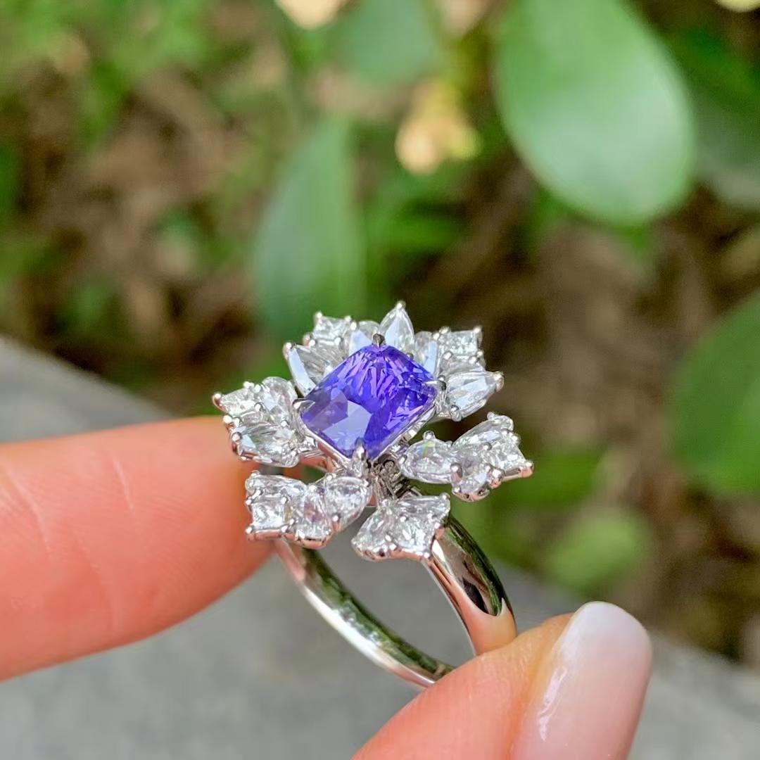 台北奧斯珠寶  1.31ct 無燒紫藍寶石雙用款