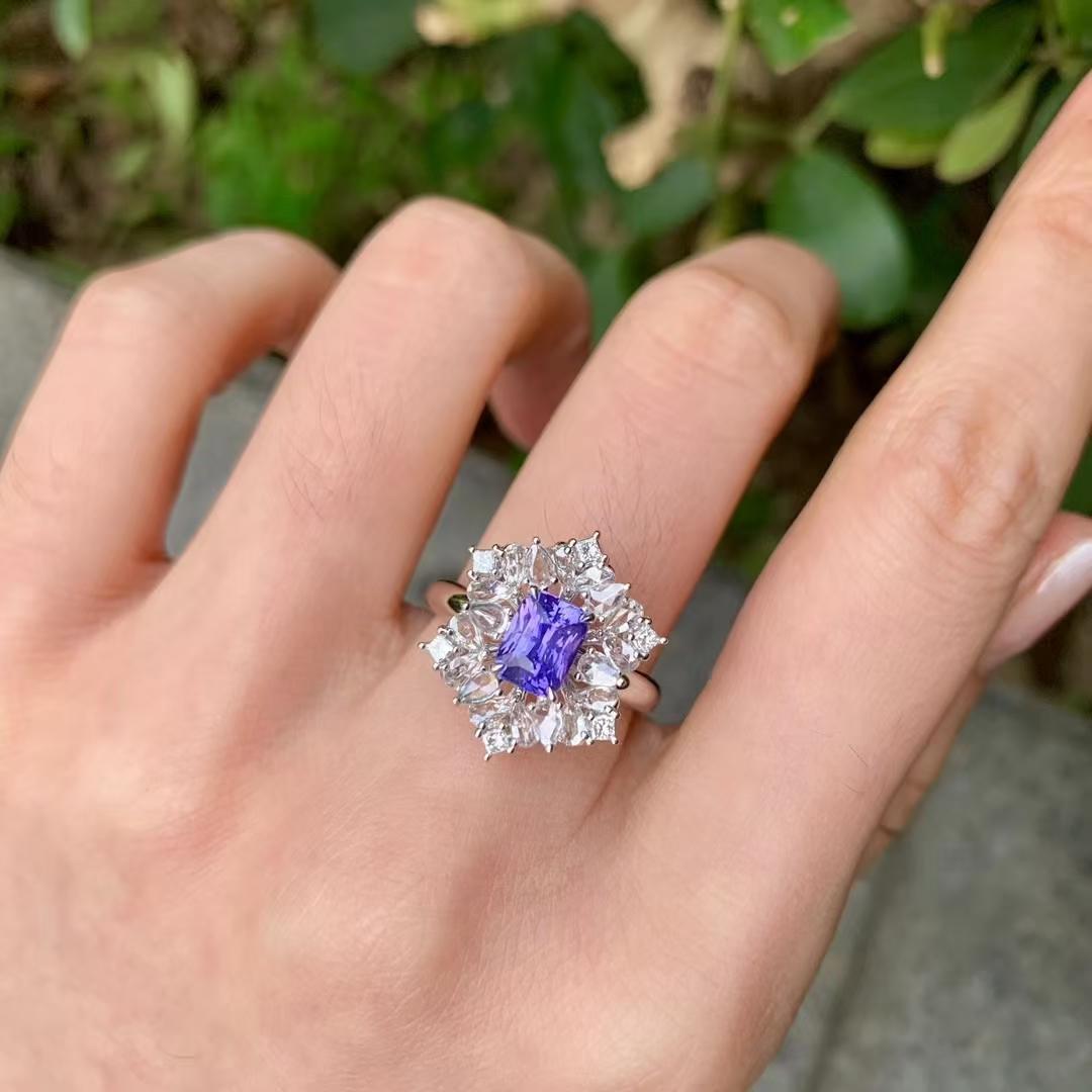 台北奧斯珠寶  1.31ct 無燒紫藍寶石雙用款