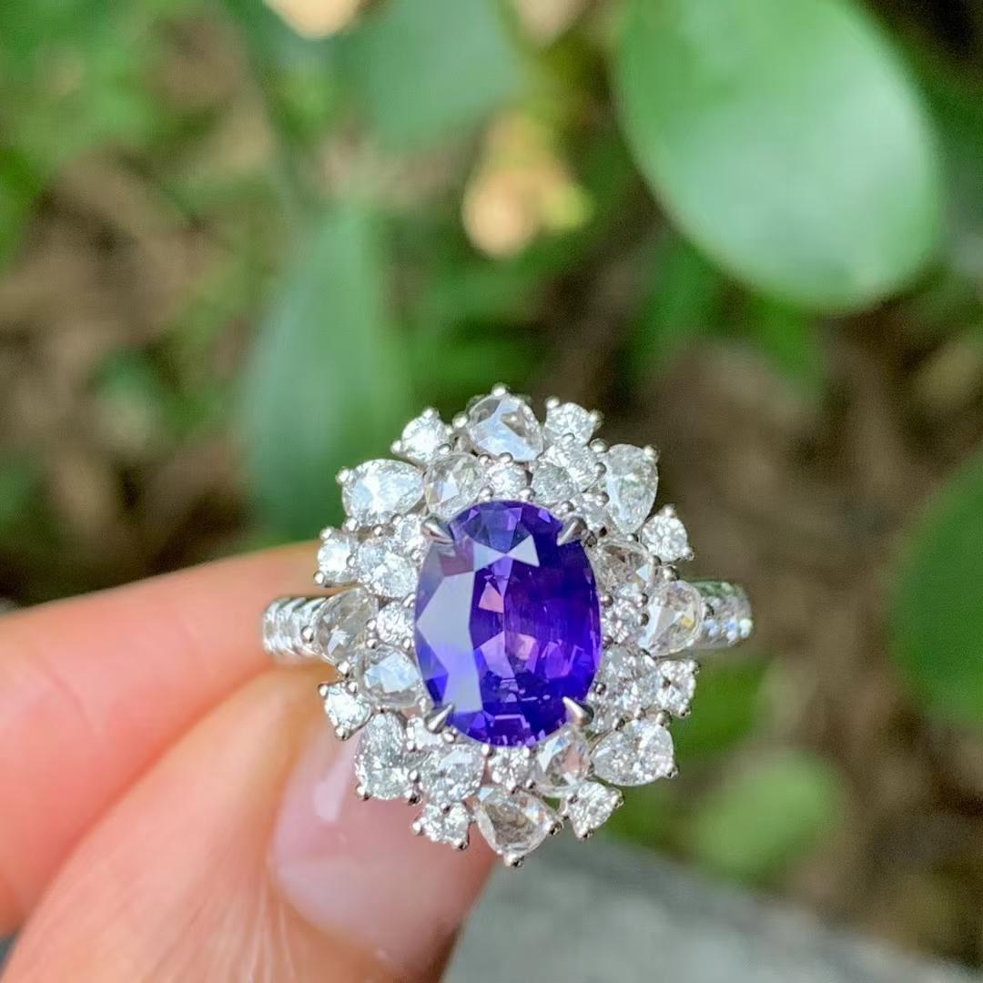 台北奧斯珠寶  2.06ct 無燒紫色藍寶石雙用款
