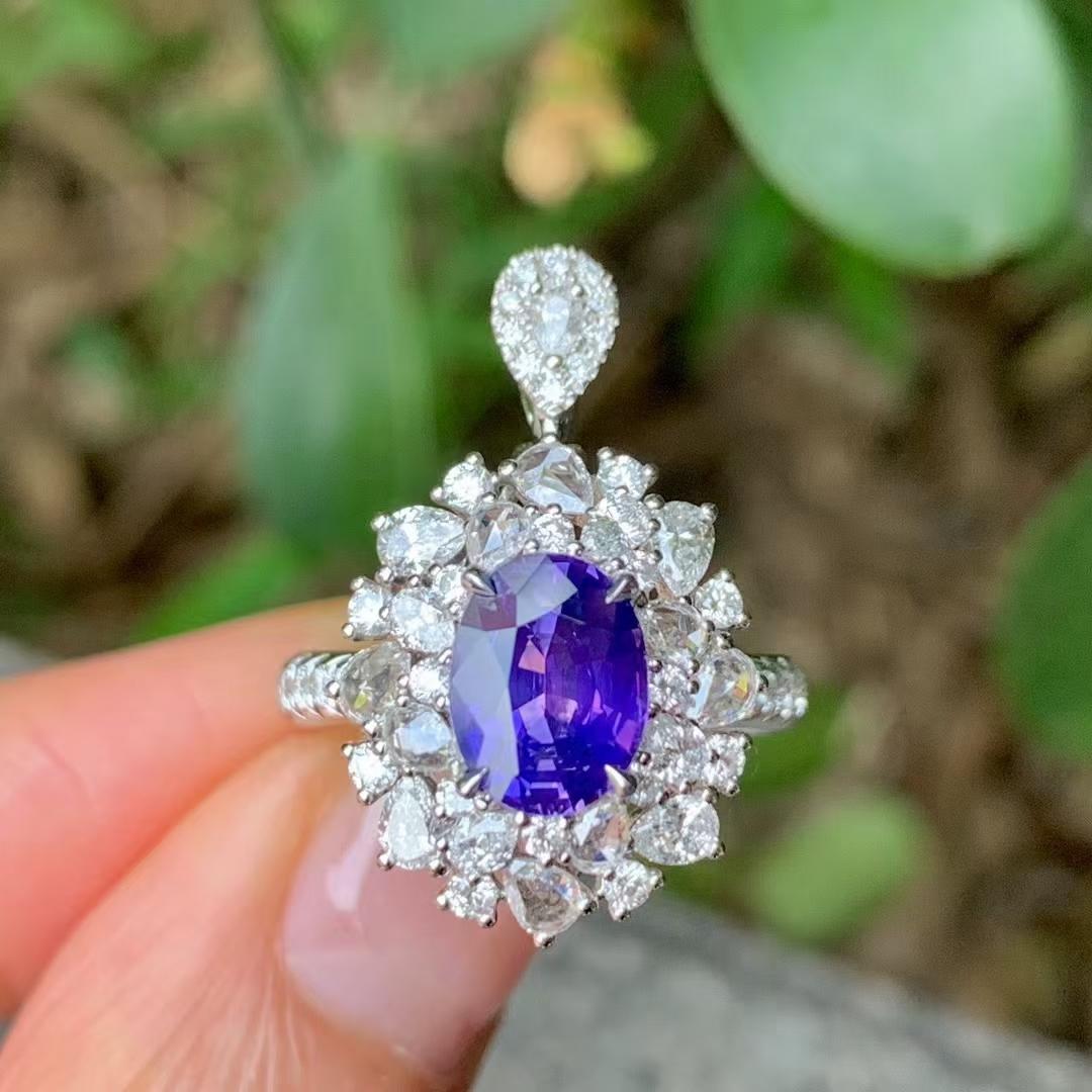 台北奧斯珠寶  2.06ct 無燒紫色藍寶石雙用款