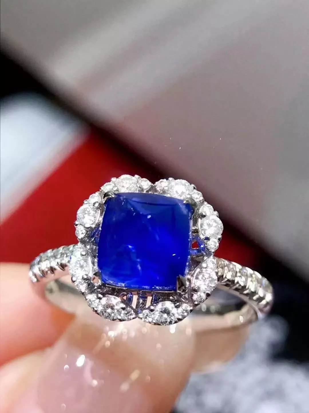 無燒藍寶石戒指💍矢車菊藍