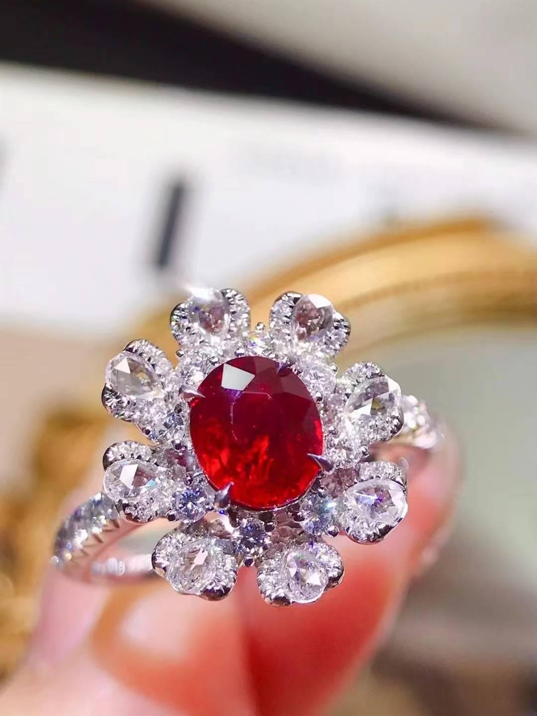 AIGS無燒紅寶石戒指💍純正鴿血紅！紅寶石1.04克拉