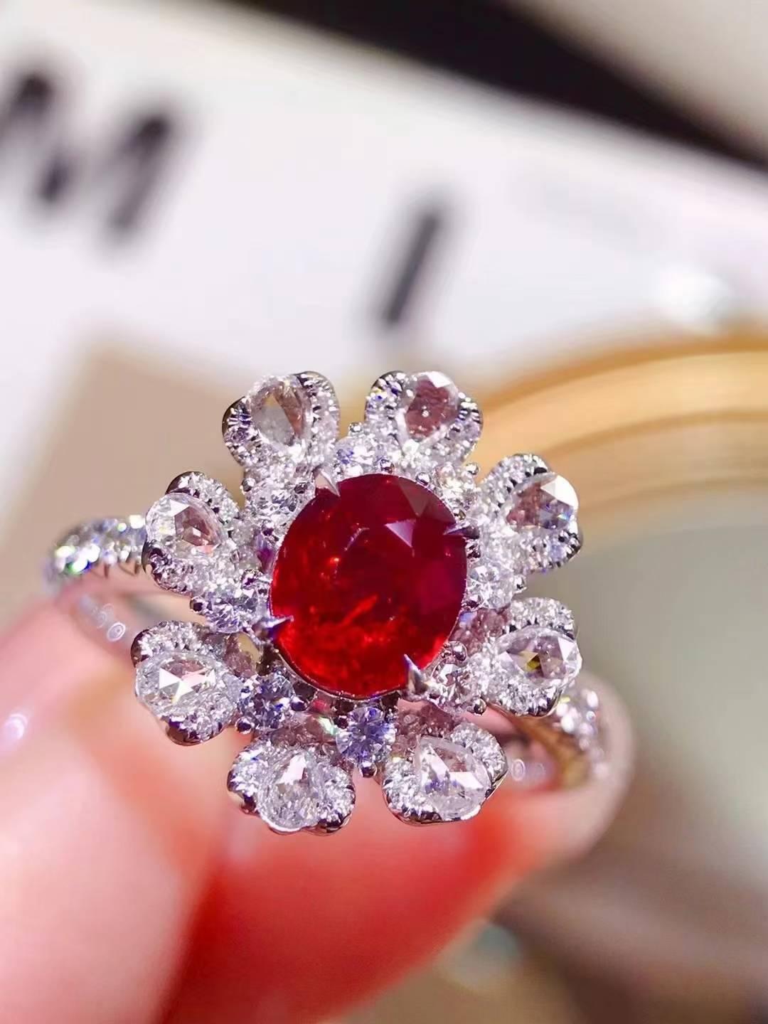 AIGS無燒紅寶石戒指💍純正鴿血紅！紅寶石1.04克拉
