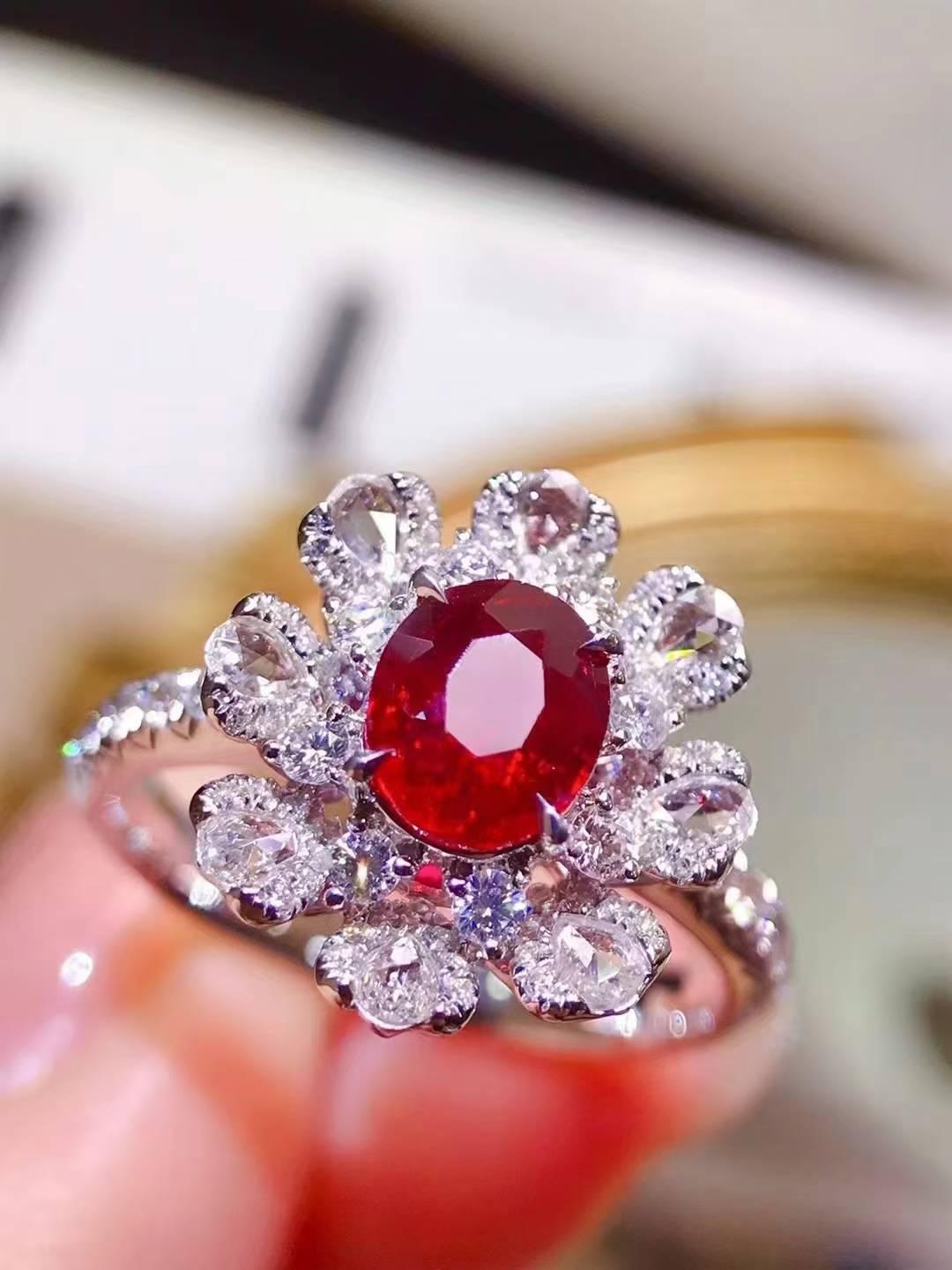 AIGS無燒紅寶石戒指💍純正鴿血紅！紅寶石1.04克拉