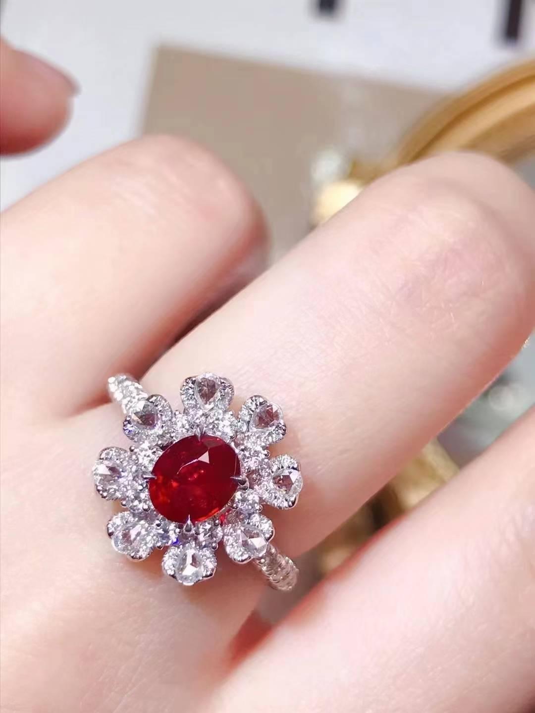 AIGS無燒紅寶石戒指💍純正鴿血紅！紅寶石1.04克拉
