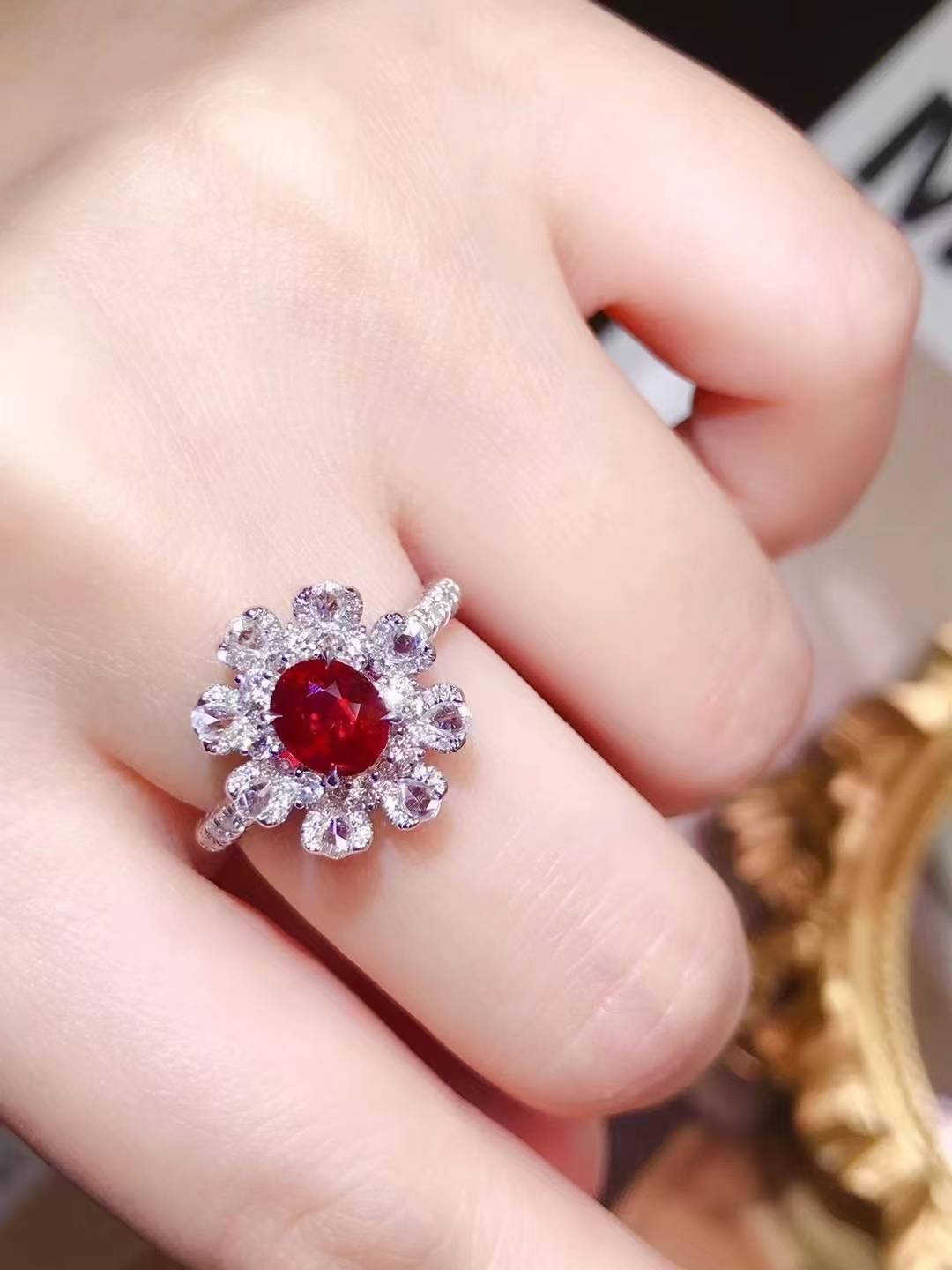 AIGS無燒紅寶石戒指💍純正鴿血紅！紅寶石1.04克拉