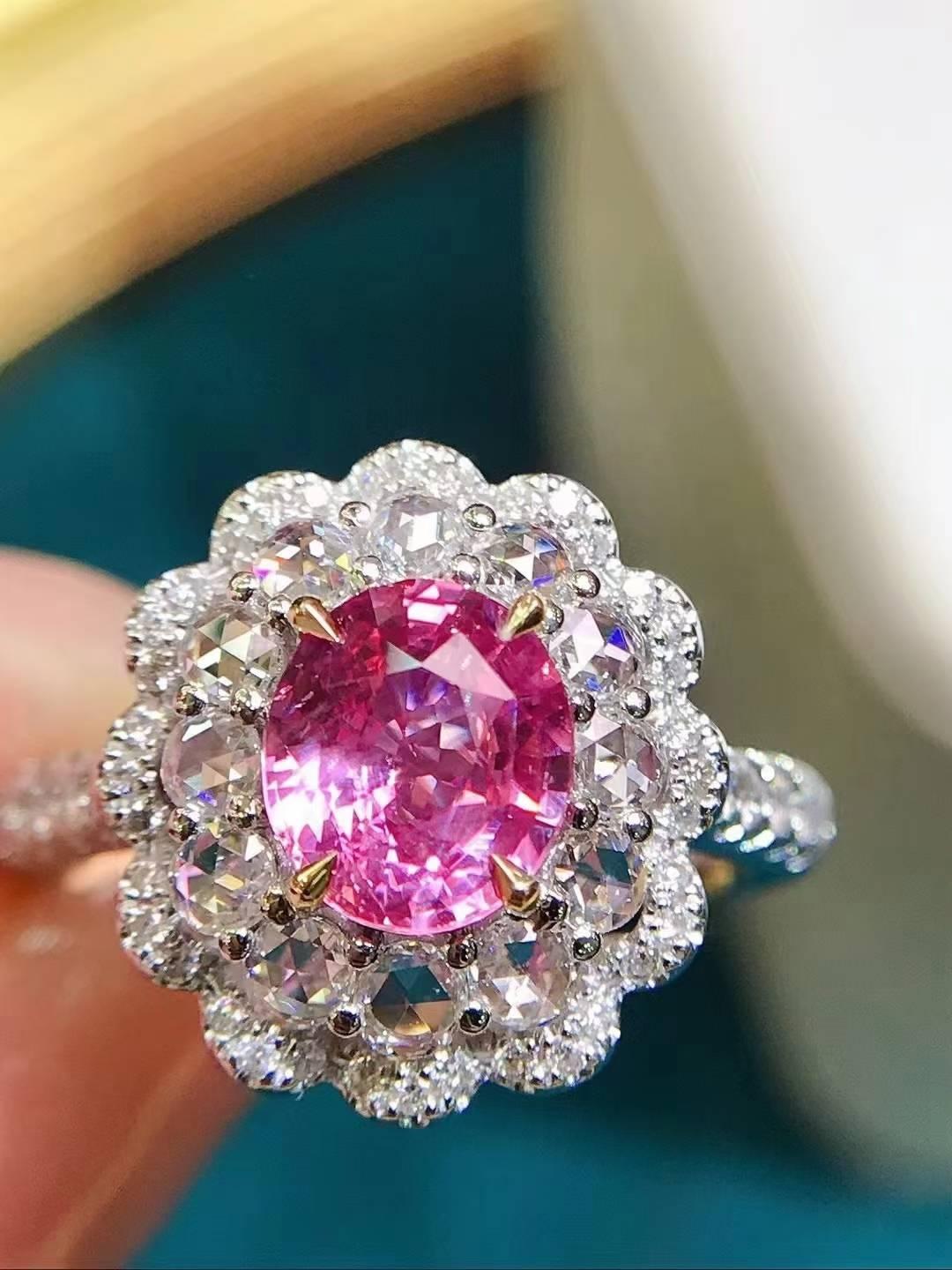 無燒帕帕拉恰戒指💍主石1.37ct