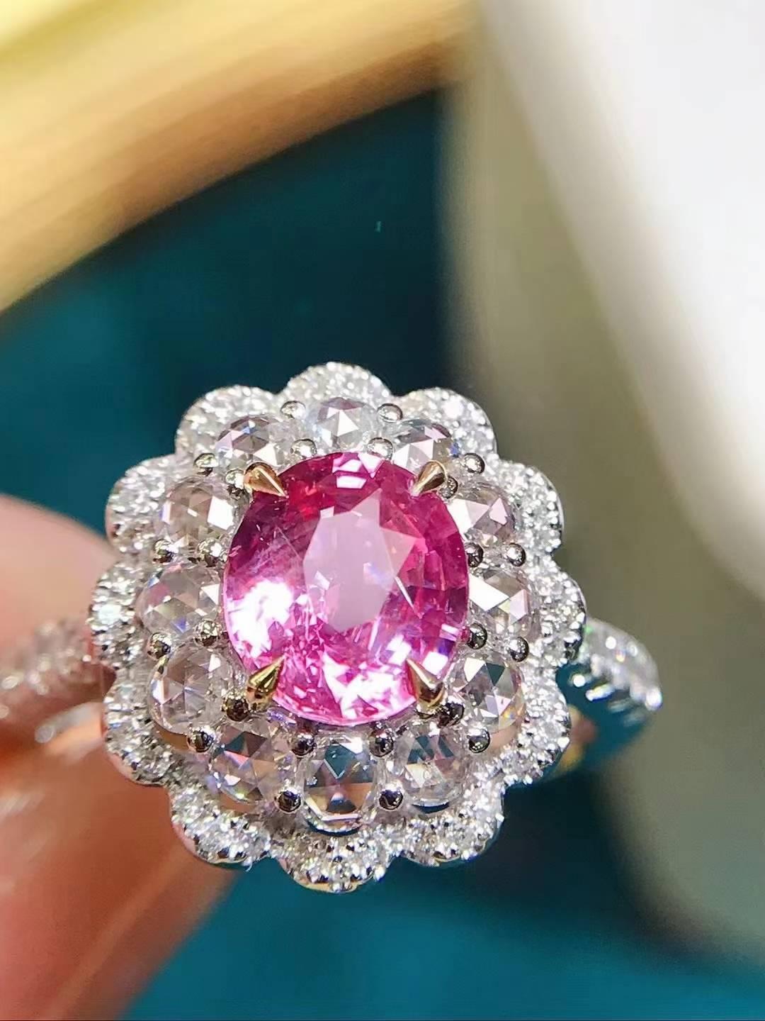 無燒帕帕拉恰戒指💍主石1.37ct