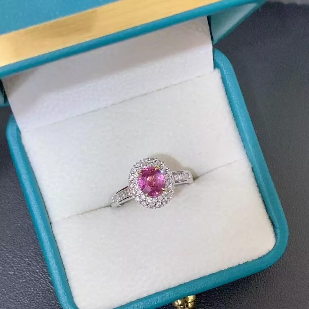 已售無燒帕帕拉恰戒指，主石1.06克拉 鑽石51分 總重3.69克