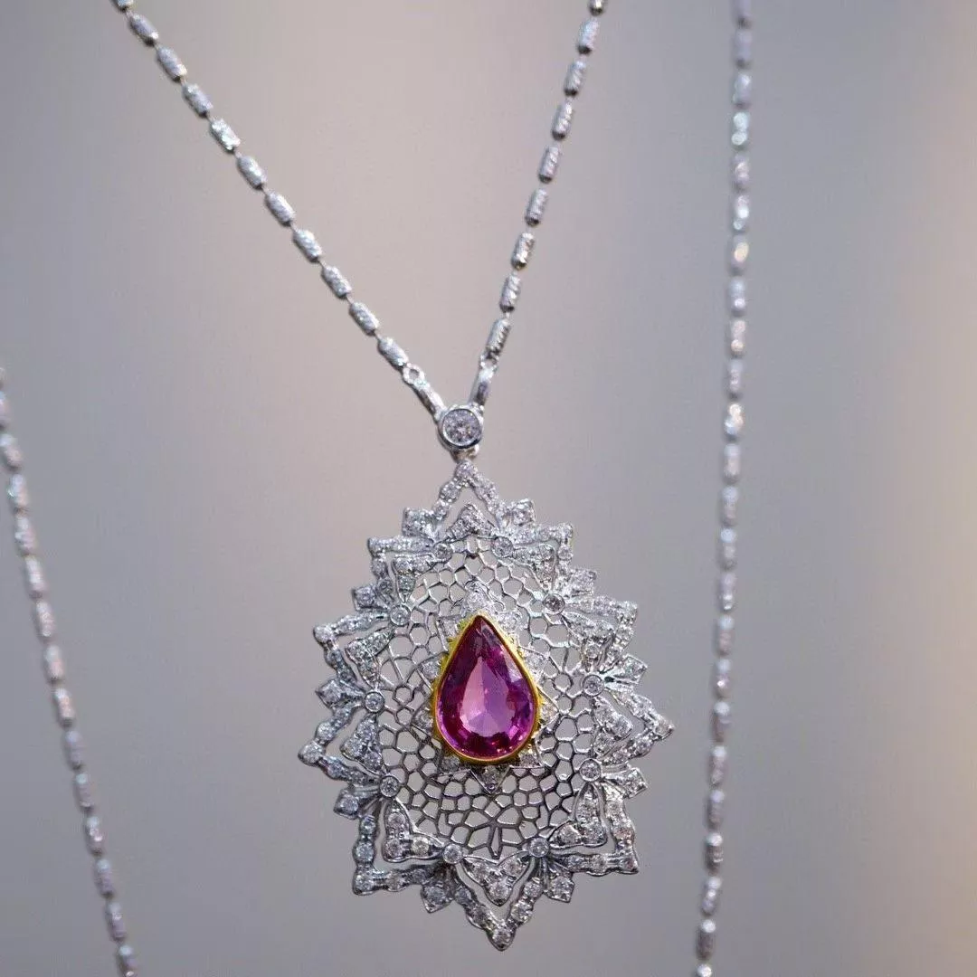 無燒帕帕拉恰項鍊 1.08克拉