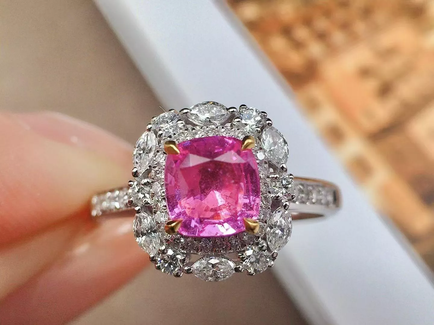 無燒帕帕拉恰戒指 主石1.16克拉