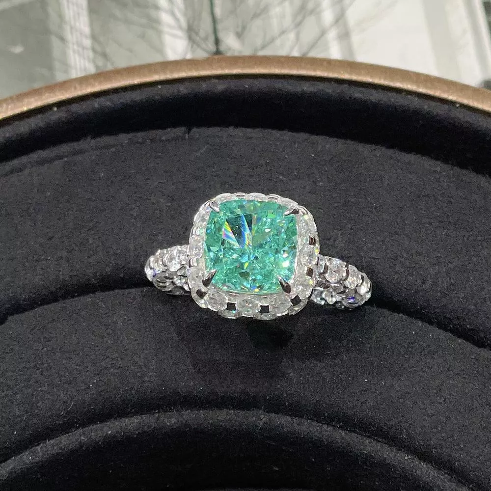 培育帕拉伊巴 2克拉赫斯提亞女鑽戒 台北門市 客製化訂製白金 (帕拉伊巴戒指 霓虹藍 電光 巴西 )