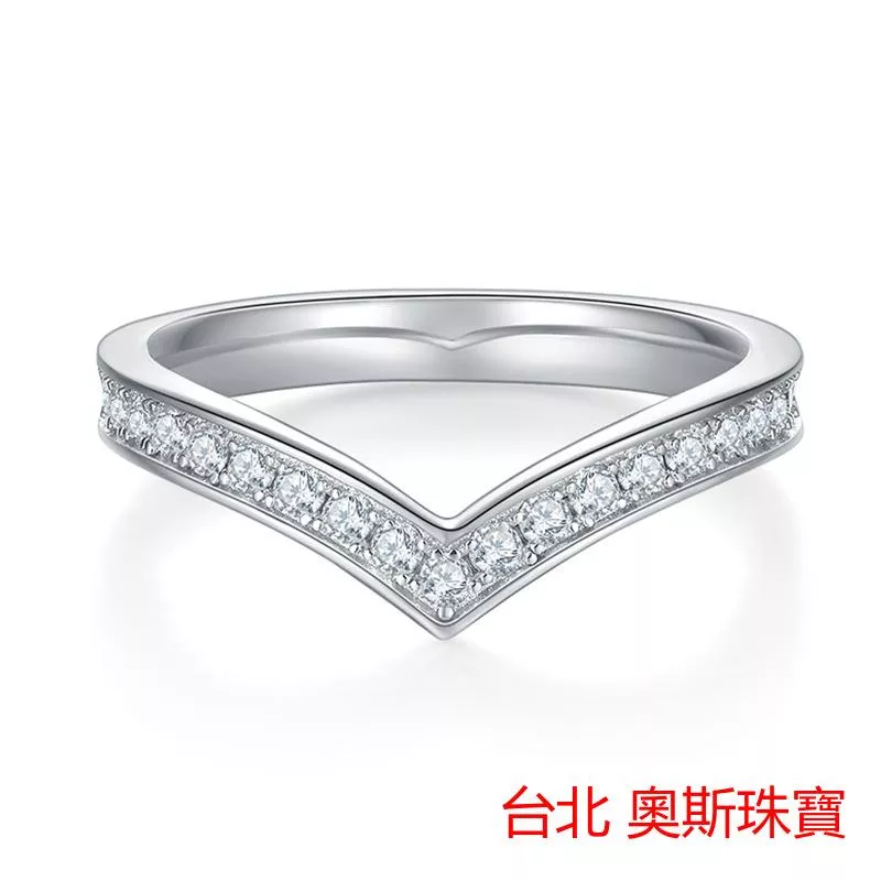 莫桑石 莫桑鑽 v形滿圈女鑽戒 台北門市 客製化訂製白金