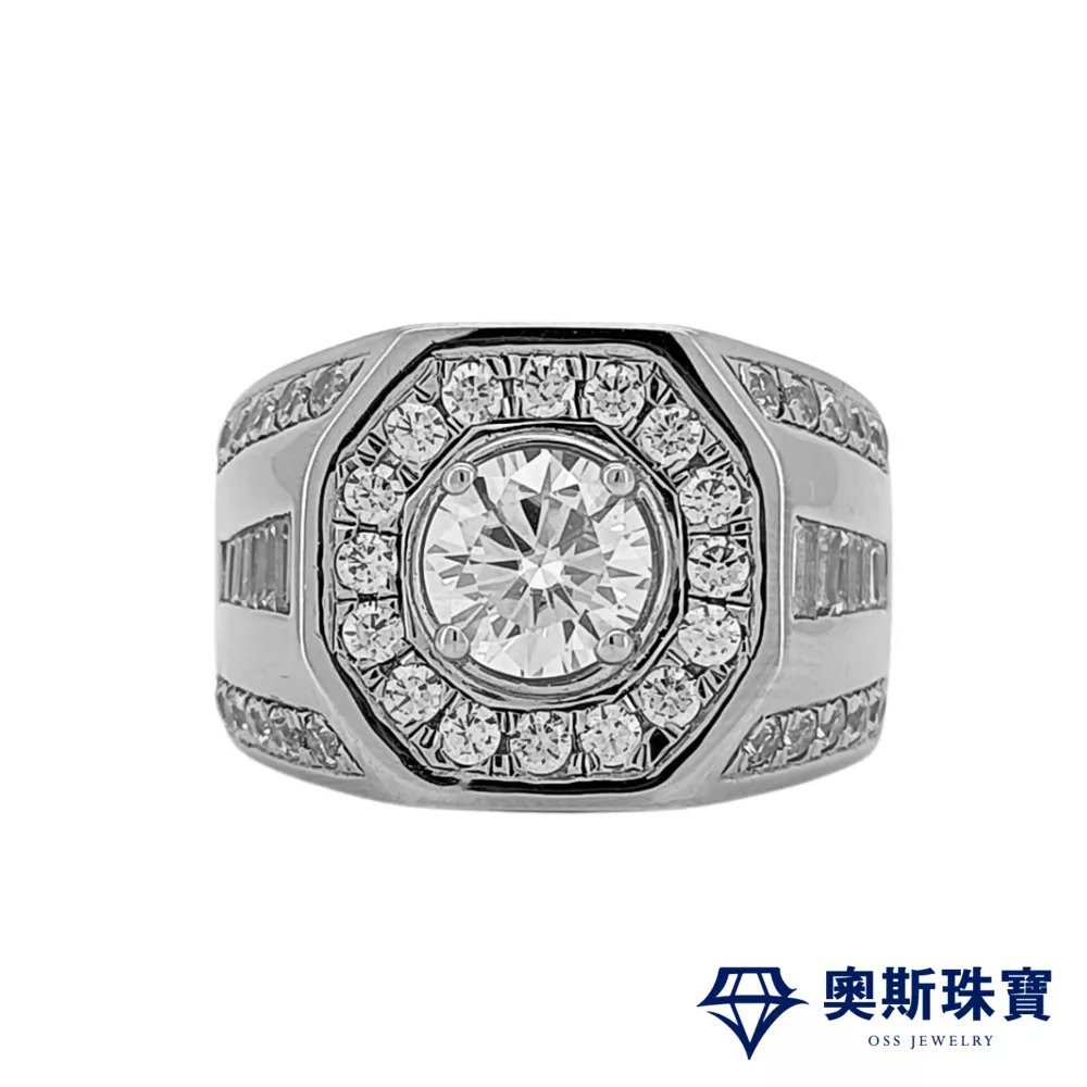 莫桑石 莫桑鑽 1-3克拉綻放男鑽戒 台北門市 客製化訂製白金