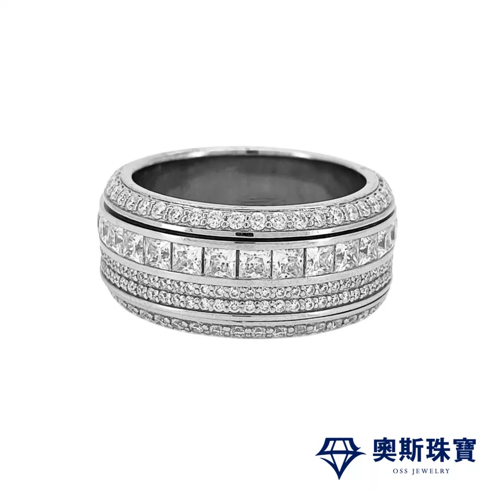 莫桑石 莫桑鑽 方鑽雙排旋轉男鑽戒 台北門市 客製化訂製白金