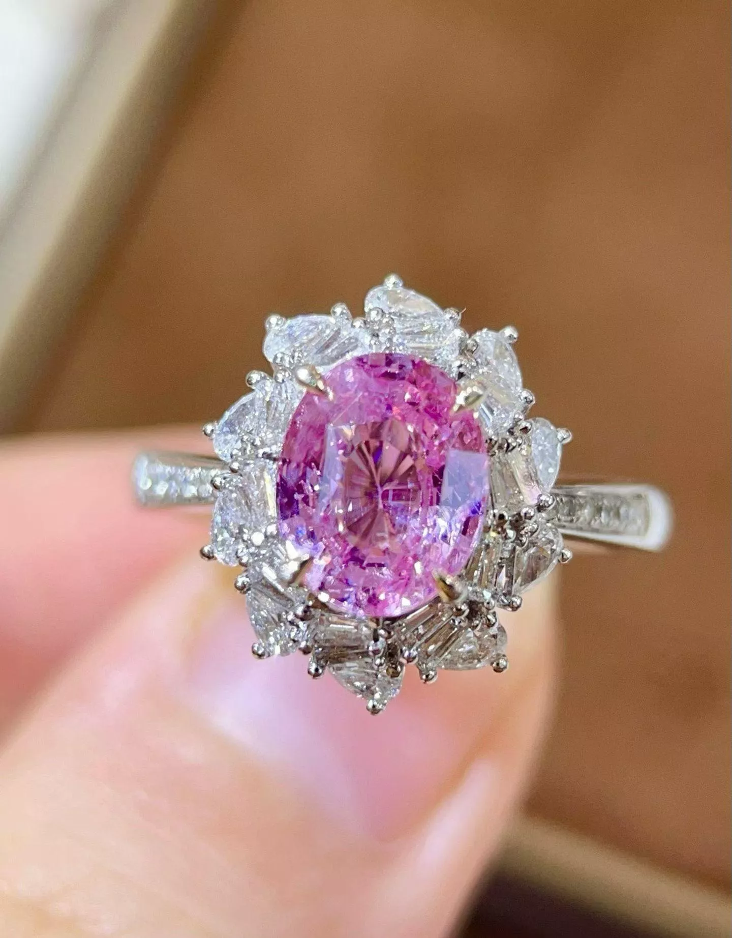 無燒帕帕拉恰戒指  2克拉 18k金配鑲  0.73克拉鑽石 台北門市 CG-637