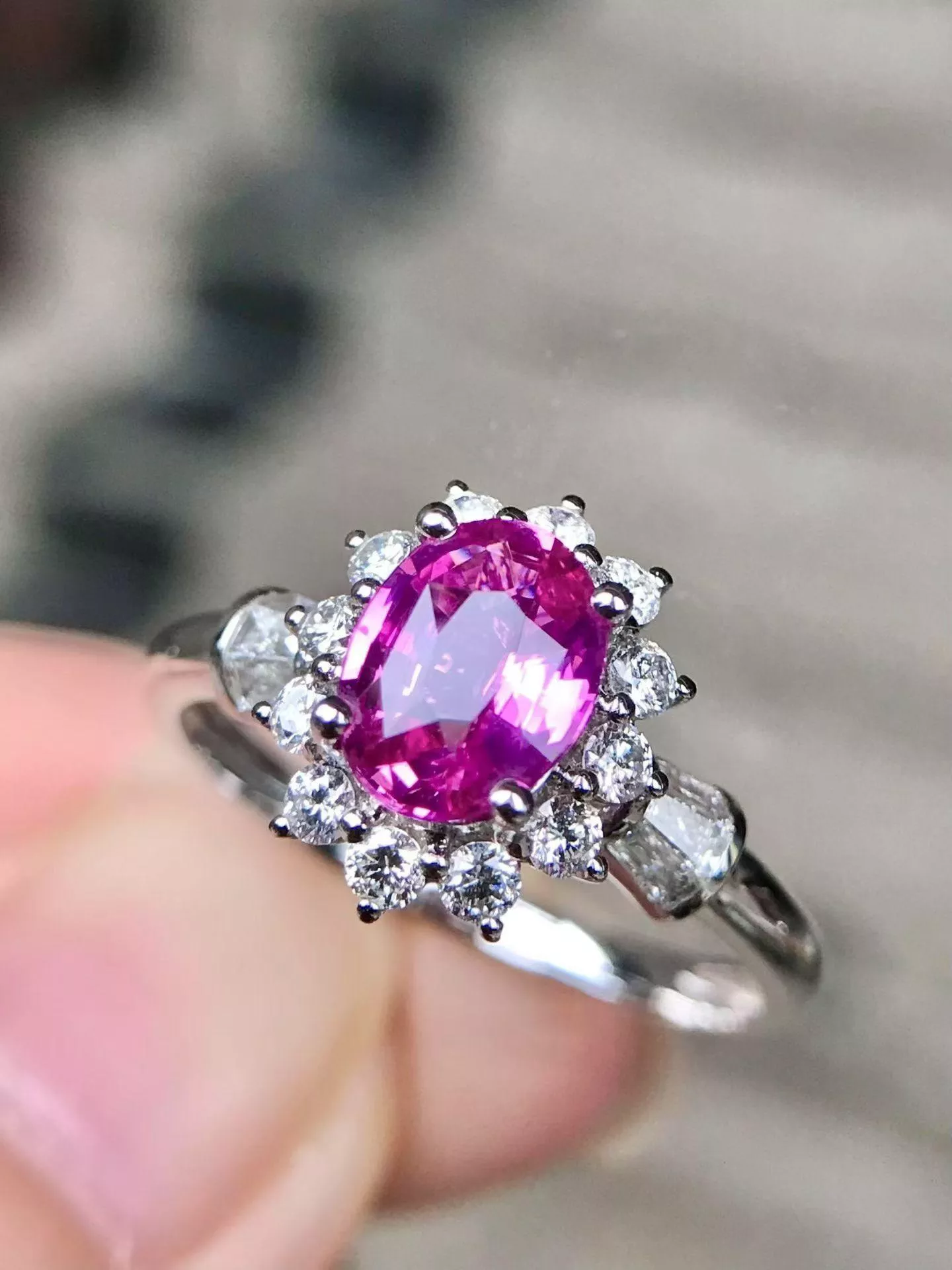 無燒粉色藍寶石戒指  1.07克拉 18k金配鑲 0.61克拉鑽石 台北門市 CG-649