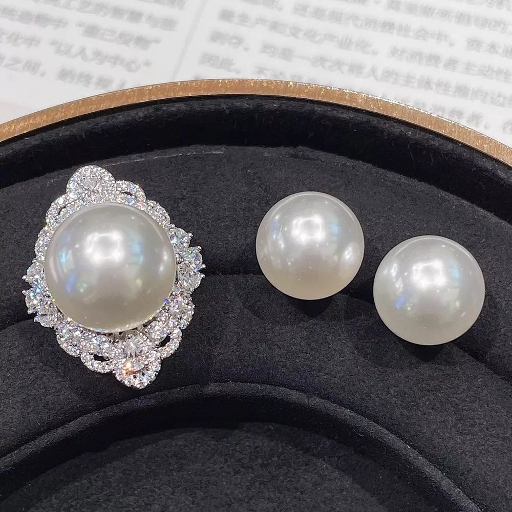 人工珍珠 14-16mm底津套組 台北門市 客製化訂製白金 (珍珠戒指 珍珠耳釘 南洋 Akoya 淡水 日本 )