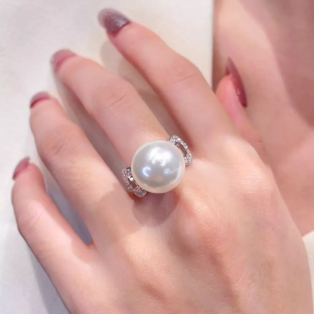 人工珍珠 14mm豐玉萬萬姬戒指 台北門市 客製化訂製白金 (珍珠戒指 南洋 Akoya 淡水 日本 )