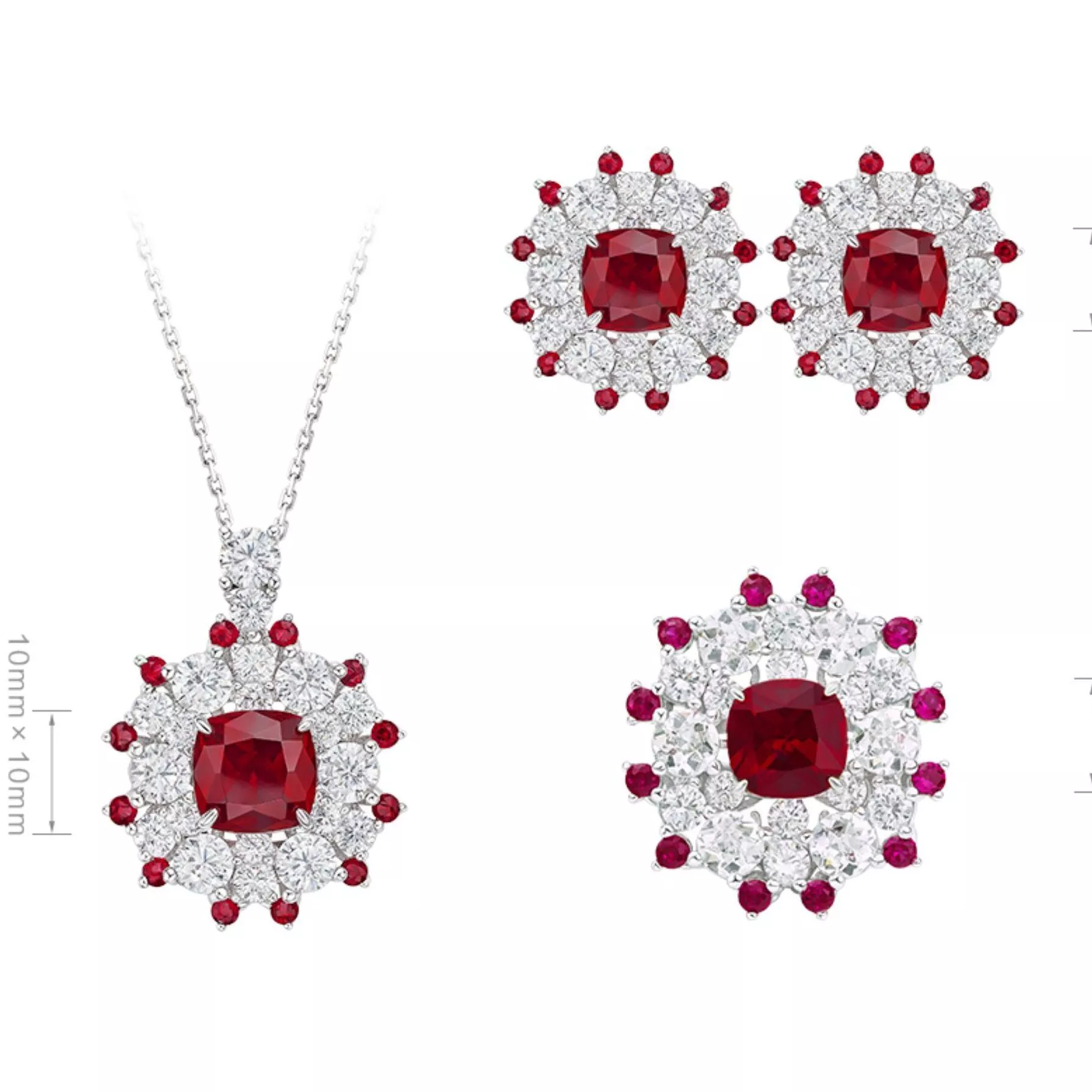 培育紅寶石 3.5-6克拉伊裏斯套組 台北門市 客製化訂製白金 (紅寶石戒指 項鍊 耳墜  莫三比克  鴿血紅 緬甸 )