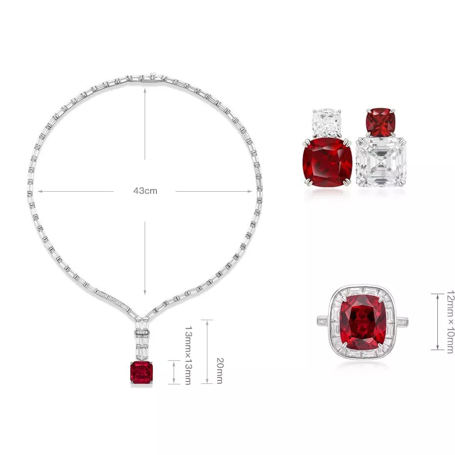 培育紅寶石 5-12.7克拉忒亞套組 台北門市 客製化訂製白金 (紅寶石戒指 項鍊 耳墜  莫三比克  鴿血紅 緬甸 )