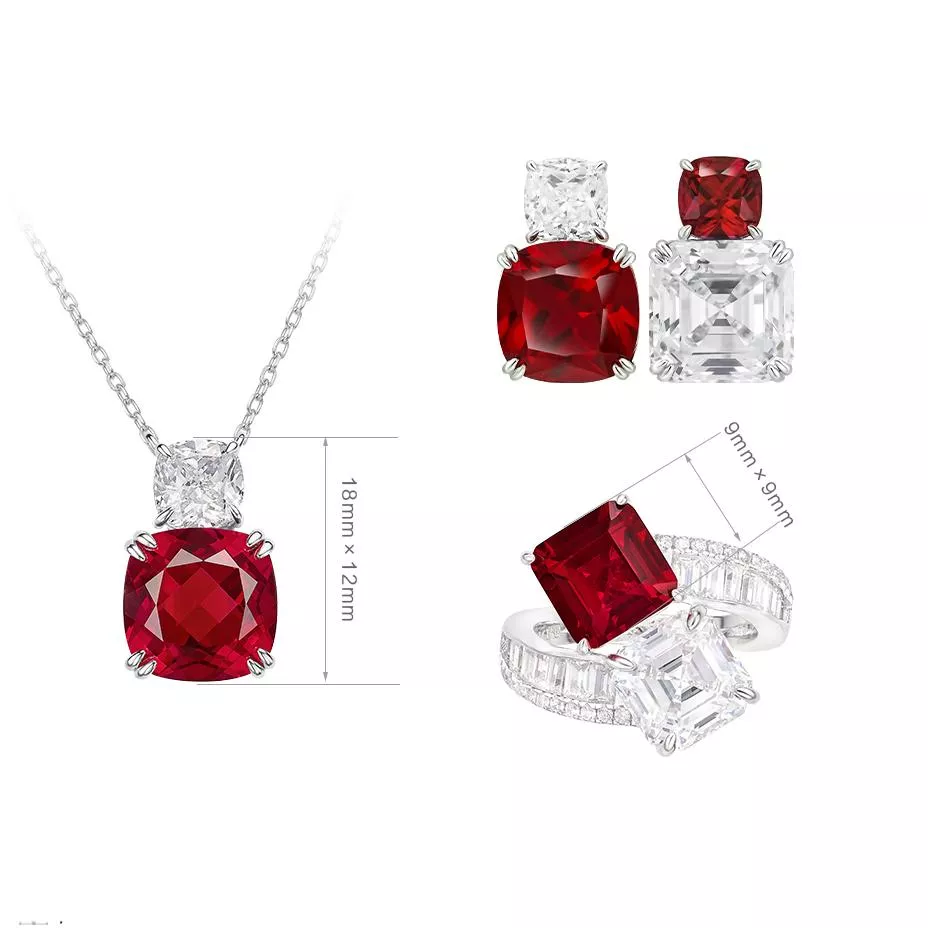 培育紅寶石 9.5-14克拉提喀套組 台北門市 客製化訂製白金 (紅寶石戒指 項鍊  莫三比克  鴿血紅 緬甸 )