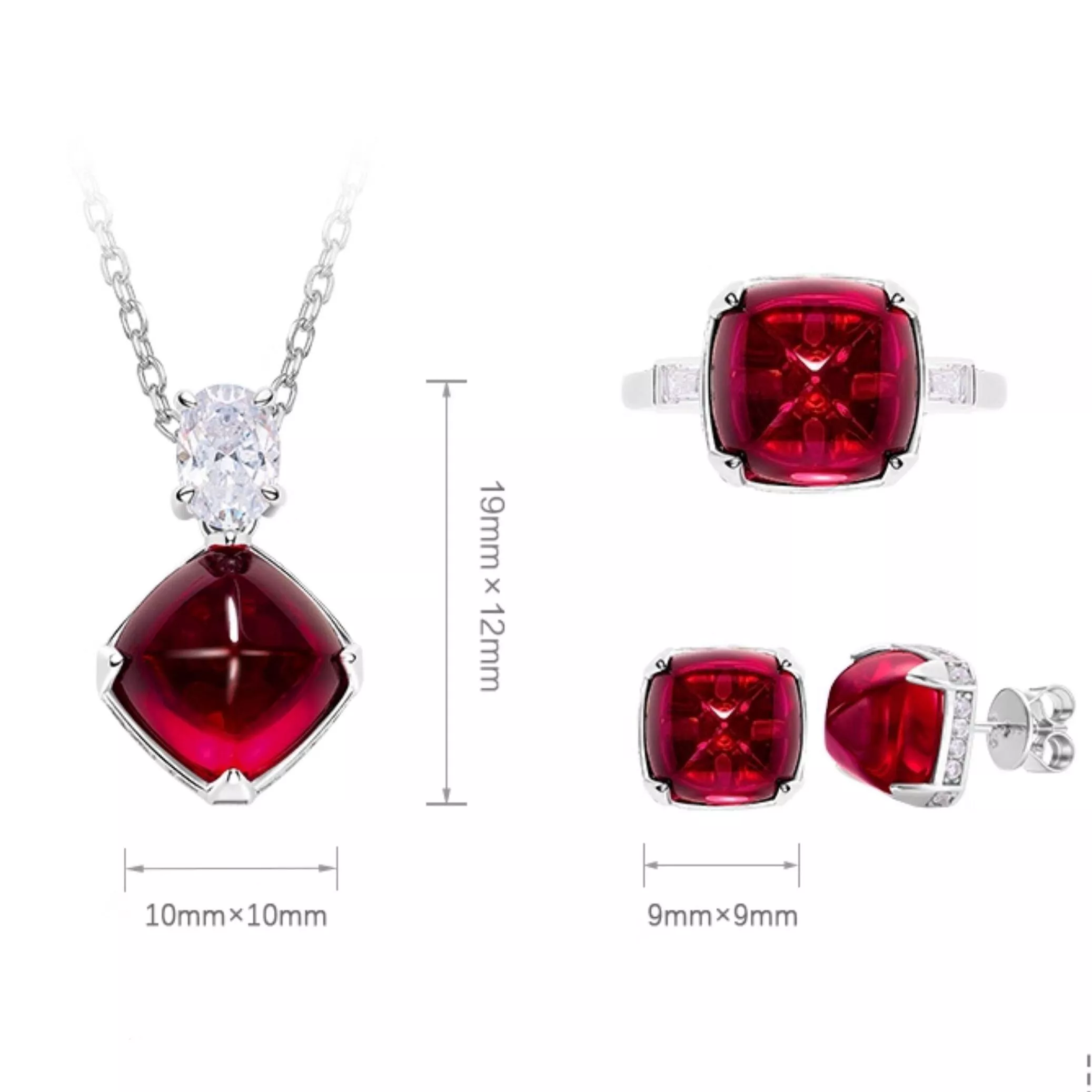 培育紅寶石 2.8-6克拉阿娜希塔套組 台北門市 客製化訂製白金 (紅寶石戒指 項鍊 耳墜  莫三比克  鴿血紅 緬甸 )