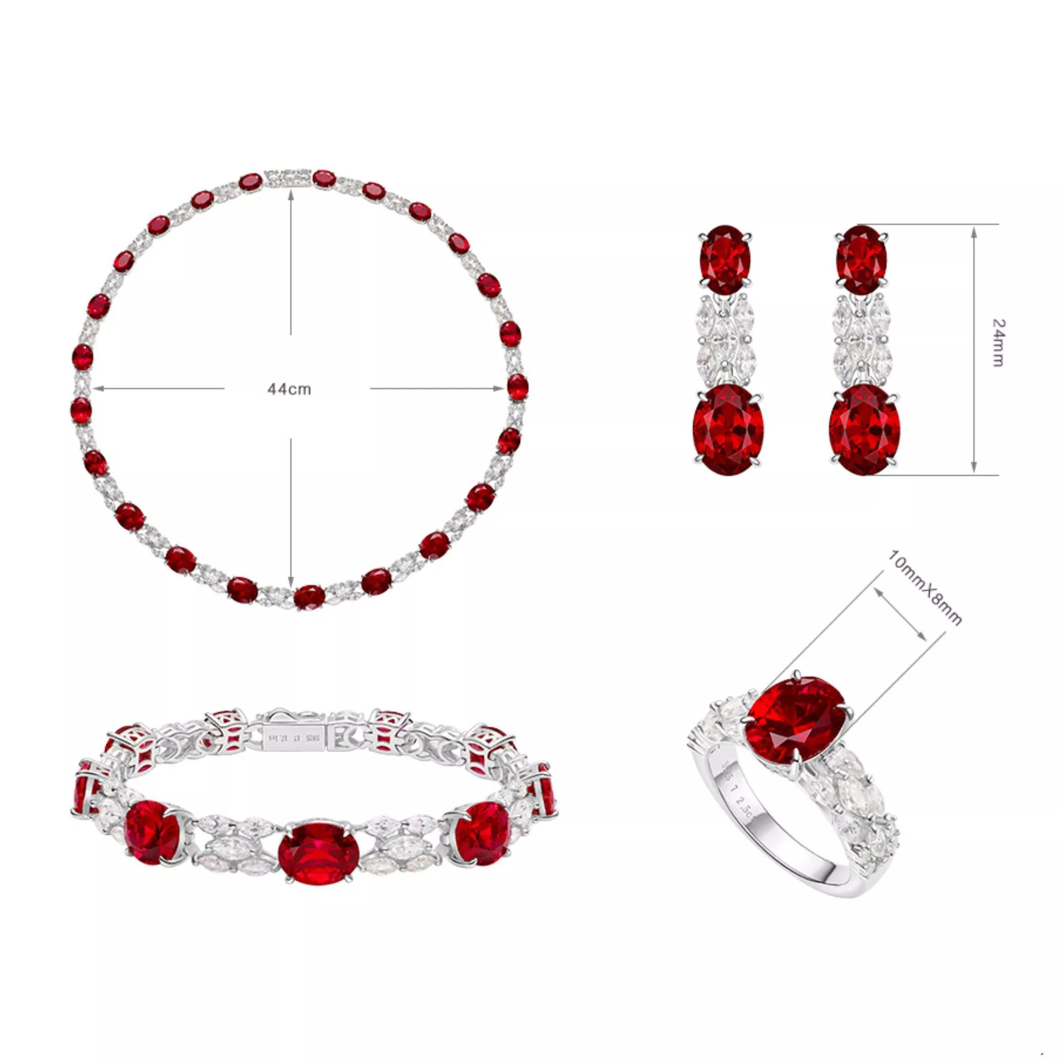 培育紅寶石 2.5-41.5克拉貝瑟芬妮套組 台北門市 客製化訂製白金 (紅寶石戒指 項鍊 耳墜  莫三比克  鴿血紅 緬甸 )