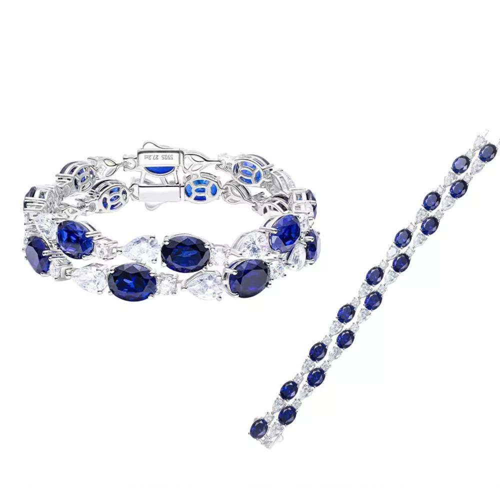 培育藍寶石 27克拉瑪特手鍊  台北門市 客製化訂製白金 (藍寶石戒指 吊墜 耳環 矢車菊  皇家蘭 斯里蘭卡 )